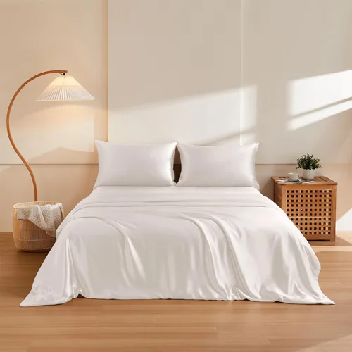 Vista 17 de THXSILK Juego de funda de edredón de seda de morera 100% pura de 3 piezas, ropa de cama de lujo ultra suave de grado 6A+, sábanas de seda