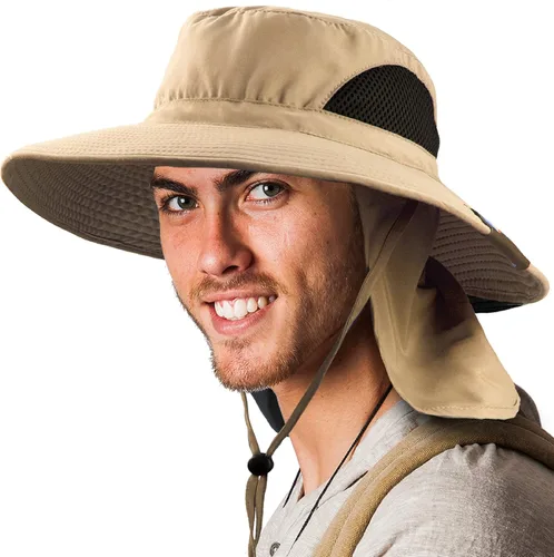 Vista 11 de SUN CUBE Sombrero de ala ancha para hombres y mujeres, sombreros de pesca, protección solar UV, sombrero de pescador, sombrero de pescador
