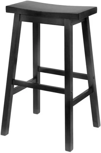 Vista 7 de Pemberly Row Taburete de bar de madera maciza de transición de 24 pulgadas, acabado negro, taburete de altura de mostrador, diseño elegante