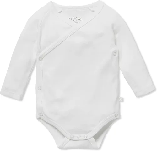 Vista 9 de MORI Body tipo kimono de manga larga para bebé para niños y niñas, transpirable, unisex, suave, con botones sin níquel