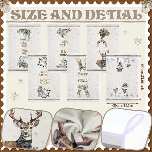 Vista 3 de Geyoga 6 piezas de toallas de cocina de Navidad, toallas de mano de Navidad con diseño de muñeco de nieve, absorbentes, toallas de cocina vintage