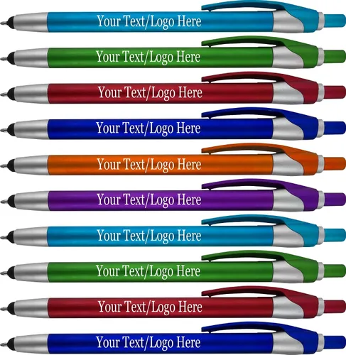 Vista 19 de Paquete de 300 bolígrafos personalizados con logotipo o texto, para marketing, fiestas y eventos, lápiz capacitivo 2 en 1 y bolígrafo compatible