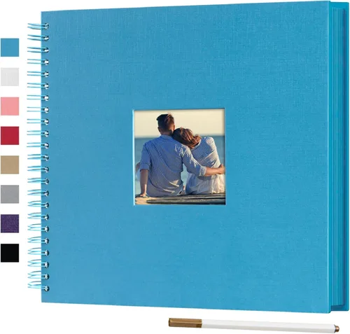 Vista 29 de Álbum de fotos pequeño DIY para manualidades de 8 x 8 pulgadas con foto de portada, 80 páginas, tapa dura, papel para manualidades, álbum de fotos