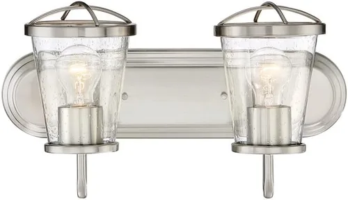 Vista 2 de Designers Fountain Darby 87002-SP - Lámpara de tocador de baño con 2 luces, platino satinado