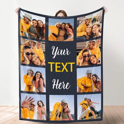Vista 10 de YESCUSTOM Manta de fotos personalizada con 10 textos de fotos, fabricada en Estados Unidos, regalo para familiares, amigos, amantes para cumpleaños