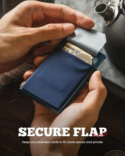 Vista 17 de DUGRAFT Tarjetero para tarjetas de crédito con bolsillo para dinero, minimalista, delgado, de aluminio, de metal, para hombres, con bloqueo RFID