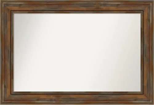 Vista 86 de Amanti Art Espejo de baño marrón para sobre fregadero, 26 x 26 pulgadas, espejo de tocador cuadrado marrón rústico Alexandria, marco de madera