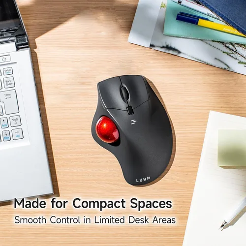 Vista 9 de SANWA Ratón ergonómico inalámbrico 2.4G, ratón óptico Rollerball, botones silenciosos programables, Trackball de 1.575 pulgadas, 600/800/1200/1600