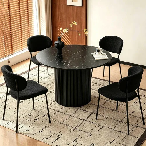 Vista 36 de Homedot Juego de 2 sillas de comedor tapizadas negras, modernas sillas de cocina de mediados de siglo tapizadas con cojín acolchado para comedor