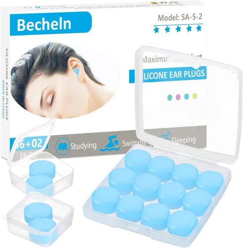 Vista 11 de Tapones reutilizables de silicona para los oídos, impermeables, con cancelación de ruido, para dormir, cortar, nadar, aviones, conciertos