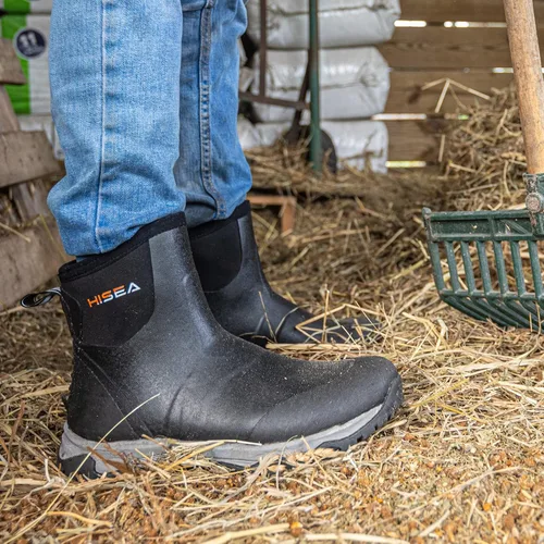 Vista 7 de HISEA Excursion Pro - Botas de lluvia para hombre, altura hasta el tobillo, de neopreno, botas de caza, impermeables, aisladas, para exteriores
