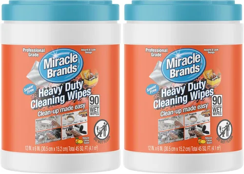 Vista 10 de MiracleWipes Para limpieza resistente (90 unidades) - Limpiador multiusos, cocinas, baños, encimeras, manos, interiores, exteriores, elimina grasa