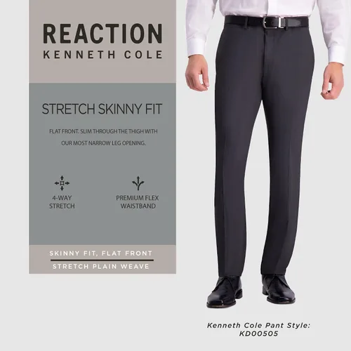 Vista 4 de Kenneth Cole REACTION Pantalón de vestir elástico de corte delgado para hombre