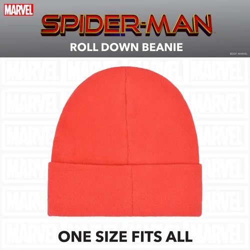 Vista 5 de Concept One Marvel Spider-Man Miles Morales Roll Down Cuff Beanie Hat, Knitted Winter Skull Cap