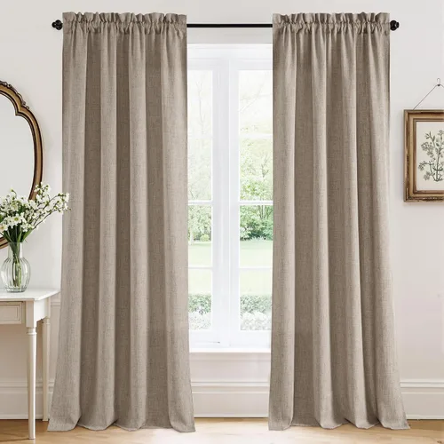 Vista 26 de RYB HOME - Cortinas de lino texturizado semitranslúcidas, privacidad media, filtro de luz, decoración de ventana para dormitorio/baño/sala de estar