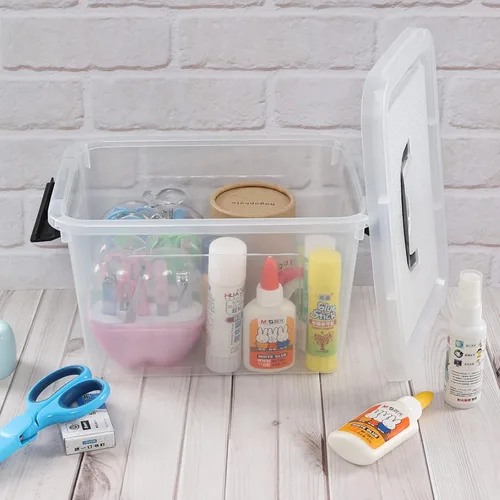 Vista 5 de Caja de almacenamiento Plastci de 6 cuartos de galón, contenedores de almacenamiento transparentes, juego de 4