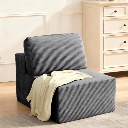 Vista 33 de Furnify Sofá modular tapizado de espuma de 30", Sofá de piso tapizado con almohada, Silla puf para dormitorio y sala de estar, No requiere