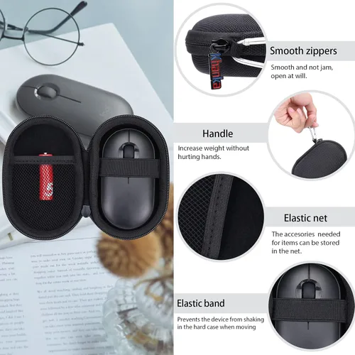 Vista 7 de Khanka Funda rígida compatible con Logitech Pebble M350 M355 i345 i345 mouse inalámbrico Bluetooth, solo funda (negro)