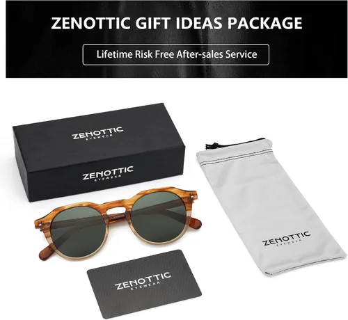 Vista 76 de ZENOTTIC Gafas de sol polarizadas redondas vintage para hombres y mujeres con protección UV400