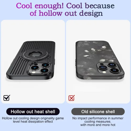 Vista 3 de Funda para iPhone 14 Pro con carga inalámbrica Magsafe, disipación de calor, soporte magnético, soporte invisible integrado y soporte de anillo