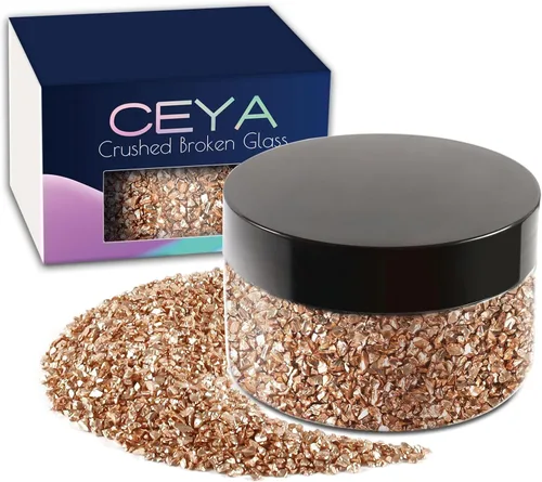 Vista 17 de Ceya - Conjunto de purpurina de vidrio irregular triturado en 32 colores, 640g/ 22.6 oz, chips de cristal metálico roto de 2-4mm, purpurina gruesa