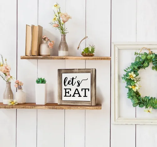 Vista 6 de Letreros de madera inspiradores, letrero de comer, decoración de cocina, caja de placas de madera, decoración de escritorio, placa de madera
