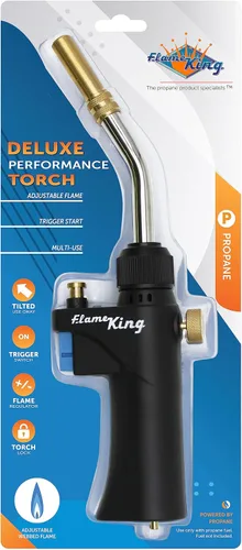 Vista 2 de Flame King FK-028CGA Cabeza de Antorcha de Propano de Alta Intensidad para Soldadura, Brasado, Fontanería, Iluminación de Carbón/Fogatas, Compatible