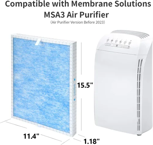 Vista 2 de Filtro de repuesto MSA3 compatible con Membrane Solutions MSA3 y MSA3S Smart Air Purifiers, filtro 3 en 1 (paquete de 2)