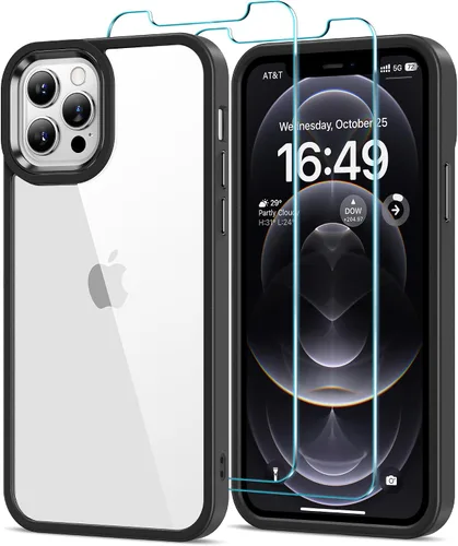 Vista 9 de HOOMIL Funda para iPhone 11 con 2 protectores de pantalla de vidrio templado, no amarillea, protección contra caídas, arañazos, transparente, parte