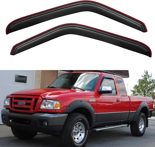 Vista 20 de Visores para ventanas y protectores contra la lluvia para Ford F150 de cabina estándar 1980-1996, Deflectores de viento y protectores para ventanas
