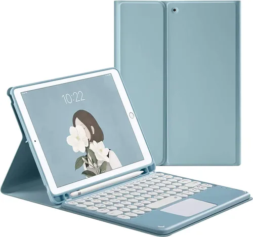 Vista 10 de Funda para teclado con panel táctil para Galaxy Tab S6 Lite de 10.4 pulgadas (2024/2022/2020) con soporte para bolígrafo S, teclas redondas