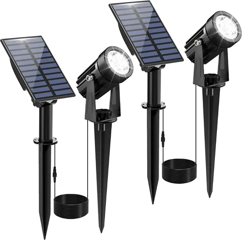 Vista 18 de Luces solares para exterior, focos de paisaje IP65 impermeables con cable de 3m, luces de pared para exterior con encendido y apagado automático