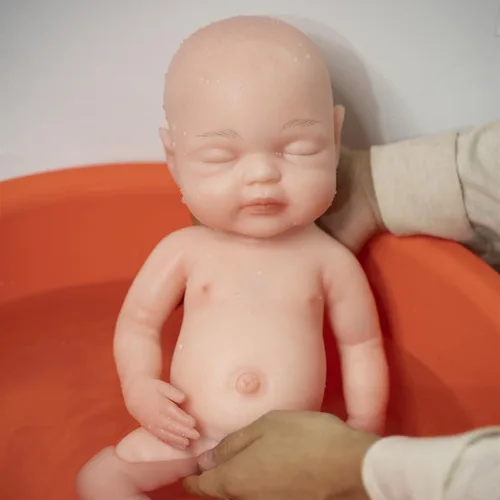 Vista 3 de AISITE Muñeca bebé niña de silicona completa de 16 pulgadas – Muñecas realistas Reborn de silicona de cuerpo completo durmiendo niña (ojos cerrados)