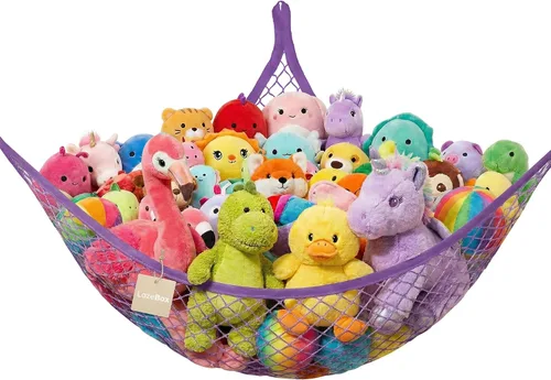 Vista 10 de Lazebox Hamaca de red para animales de peluche para juguetes de peluche, hamaca de animales de peluche de esquina para decoración de habitación