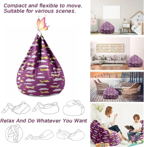 Vista 8 de Lukery Puf de almacenamiento con estampado de leopardo 3D para niños y adultos, puf rellenable (sin relleno), puf lavable para sala de estar, sofá