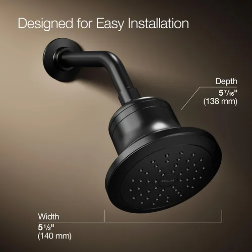 Vista 3 de Kohler 33631-G-BL Cinq™ Ducha redonda de función única con filtro, 1.75 gpm, negro mate