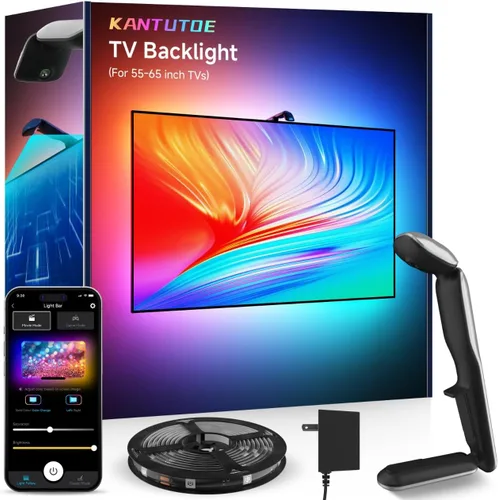 Vista 9 de KANTUTOE - Retroiluminación LED de TV con sincronización a la pantalla, luces LED de 20.34 pies para televisores y monitores de PC de 65 a 100