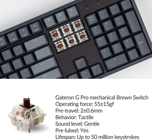 Vista 2 de Keychron K10 - Teclado mecánico intercambiable en caliente de 104 teclas para Mac Windows, teclado inalámbrico Bluetoothcon retroiluminación RGB
