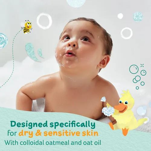 Vista 3 de Childs Farm, OatDerma Baby Wash, sin fragancia, limpia y calma suavemente, adecuado para recién nacidos con piel seca, propensa al eczema, sensible