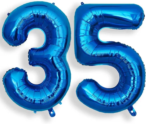Vista 34 de AULE Globo azul de 40 pulgadas 0 con números grandes de cumpleaños del 0 al 9