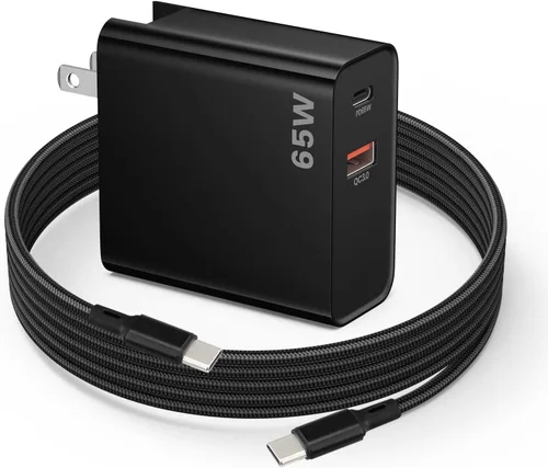 Vista 9 de Cargador rápido USB C PD de 30 W para DJI Neo, Mini 4K, 4 Pro, Air 3S Drones, negro Cargador de pared USB de doble puerto + tipo C con cable