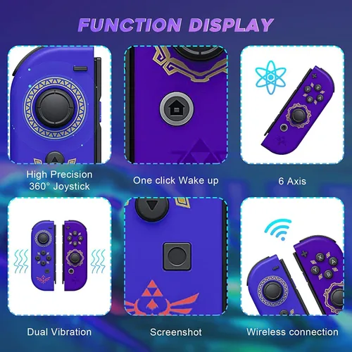 Vista 4 de Benicabaly Joycons for Switch, Joycons Controller Replacement Compatible with SwitchLiteOLED, LR Wireless Joy Con Controller Support Dual