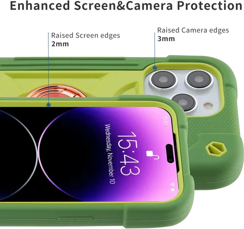 Vista 4 de MARKILL Funda compatible con iPhone 14 Pro Max de 6.7 pulgadas con soporte de anillo, silicona suave y plástico duro, funda de teléfono resistente