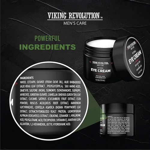 Vista 5 de Viking Revolution Crema natural para ojos para hombres, antienvejecimiento, ojeras, tratamiento debajo de los ojos, crema hidratante para los ojos