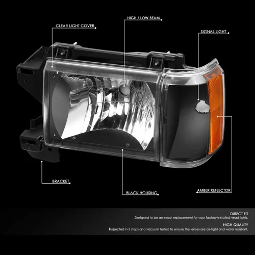 Vista 2 de DNA MOTORING HL-OH-F15087-BK-AM Juego de luces de esquina estilo de fábrica para FORD BRONCO 1987-1991 FORD F-150 1987-1991 FORD F-250 1987-1991