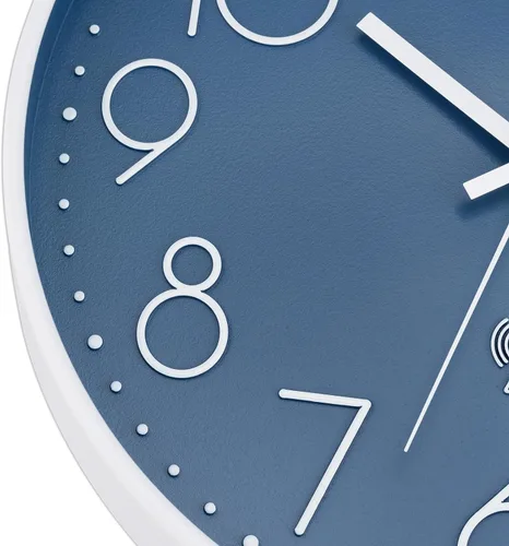 Vista 6 de Foxtop Reloj de pared atómico que funciona con pilas, redondo, analógico, moderno, juego automático para oficina, aula, dormitorio, cocina, sala