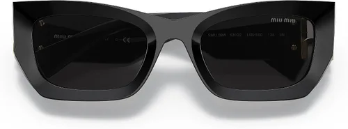 Vista 5 de Miu Miu Gafas de sol para mujer, montura negra, lentes gris oscuro, 2.087 in, Negro