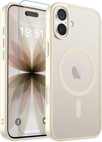 Vista 164 de zapica Funda magnética para iPhone Air, con protector de pantalla de vidrio templado, compatible con MagSafe, translúcida mate, a prueba de golpes