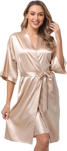 Vista 4 de Yukata hermoso conjunto de 2 piezas para dormir de camisón y bata para mujer