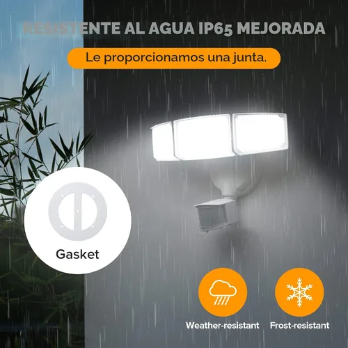 Vista 8 de LUTEC Luces de Seguridad LED de 72W 7500LM con Sensor de Movimiento para Exteriores, 5000K Luz de Día, IP65 Resistente al Agua, de Anochecer a Blanco